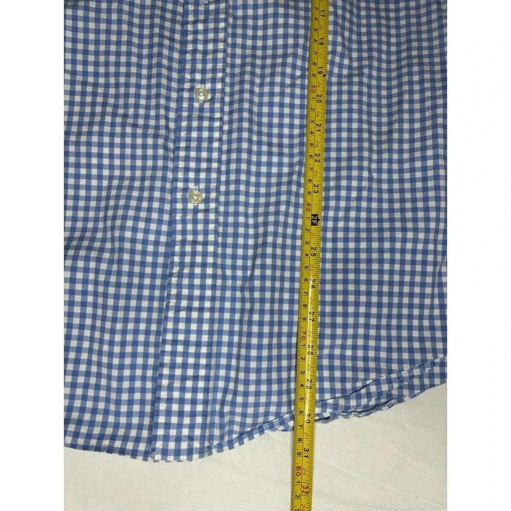 Vintage Ralph Lauren Men's XXL Blue & White Gingham Custom‎ Fit Shirt Pink Pony
